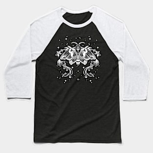 B&W MOTH ART Baseball T-Shirt